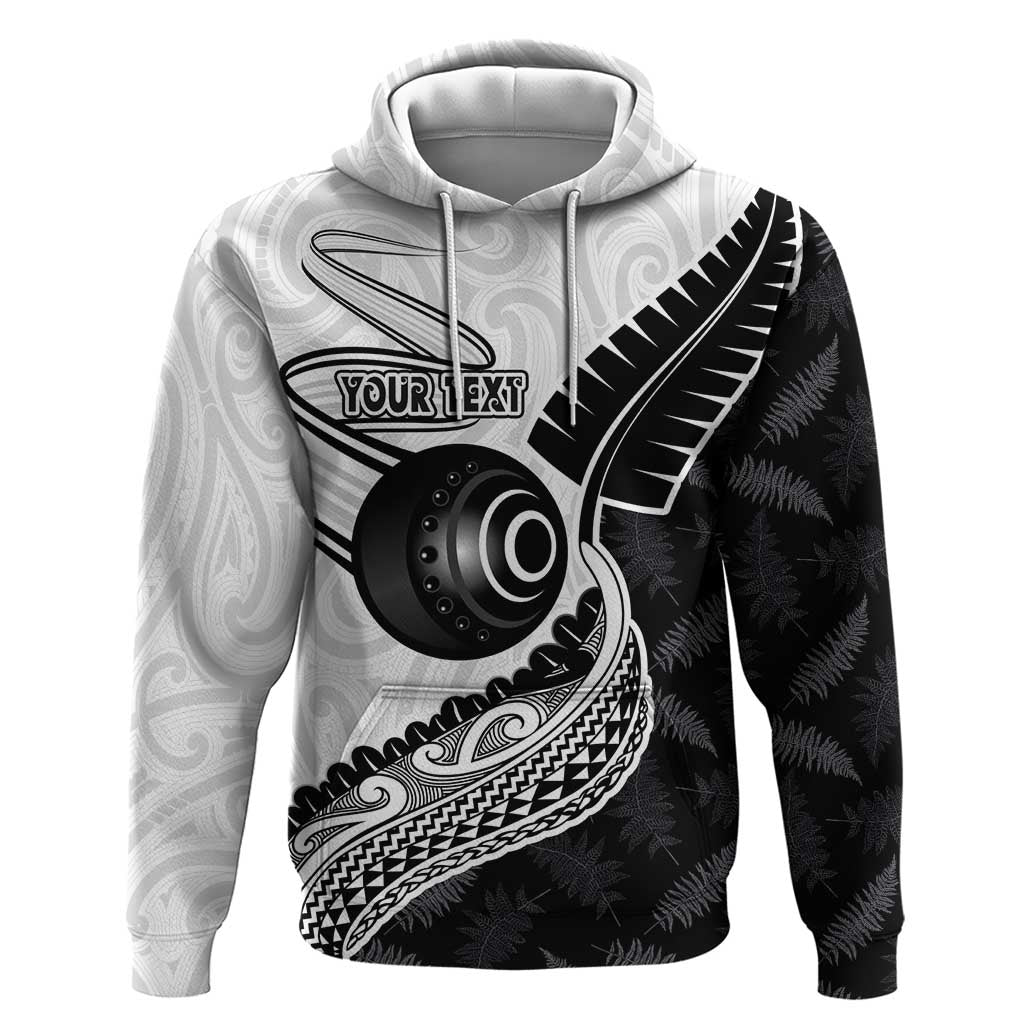 Personalised Aotearoa Lawn Bowls Zip Hoodie Maori and Silver Fern Half Style - Polynesian Pride