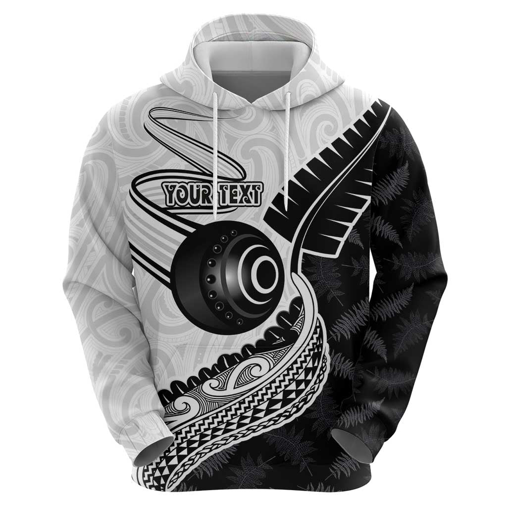 Personalised Aotearoa Lawn Bowls Zip Hoodie Maori and Silver Fern Half Style - Polynesian Pride