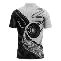 Personalised Aotearoa Lawn Bowls Zipper Polo Shirt Maori and Silver Fern Half Style - Polynesian Pride