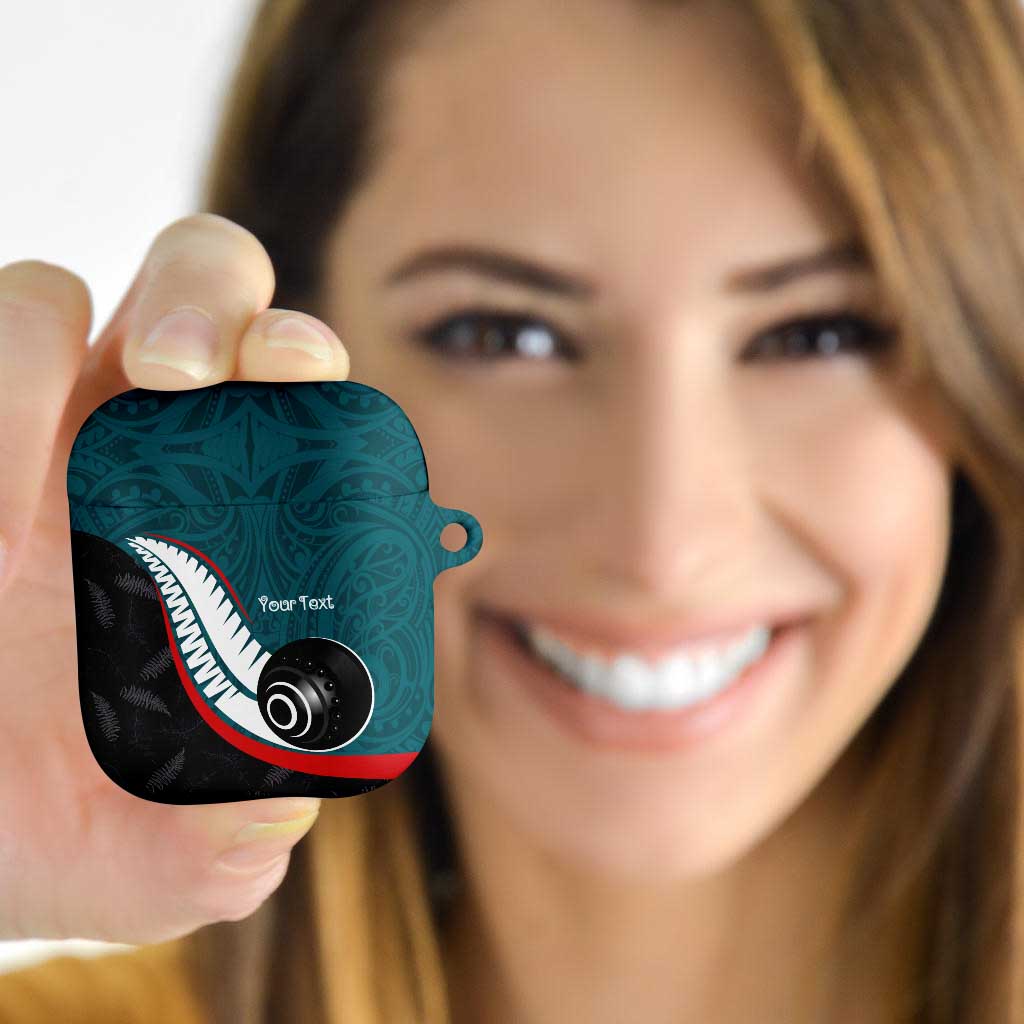 Personalised Aotearoa Lawn Bowls AirPods Case Maori and Silver Fern Sporty Style Teal Color - Polynesian Pride