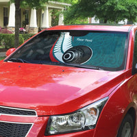 Personalised Aotearoa Lawn Bowls Auto Sun Shade Maori and Silver Fern Sporty Style Teal Color - Polynesian Pride