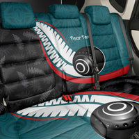 Personalised Aotearoa Lawn Bowls Back Car Seat Cover Maori and Silver Fern Sporty Style Teal Color - Polynesian Pride