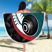 Personalised Aotearoa Lawn Bowls Beach Blanket Maori and Silver Fern Sporty Style Teal Color - Polynesian Pride