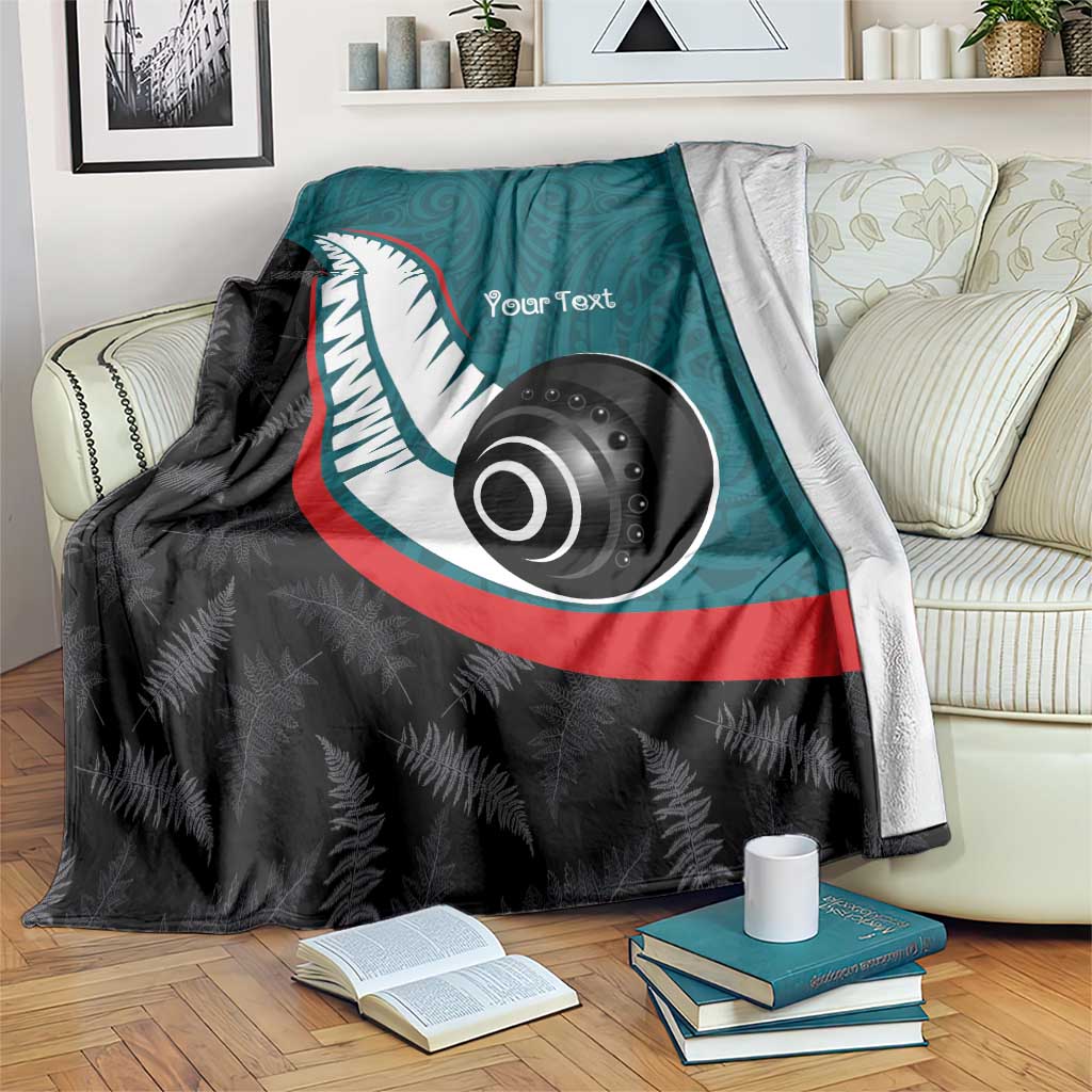 Personalised Aotearoa Lawn Bowls Blanket Maori and Silver Fern Sporty Style Teal Color - Polynesian Pride