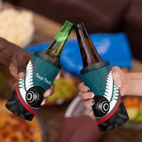 Personalised Aotearoa Lawn Bowls 4 in 1 Can Cooler Tumbler Maori and Silver Fern Sporty Style Teal Color - Polynesian Pride