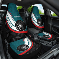 Personalised Aotearoa Lawn Bowls Car Seat Cover Maori and Silver Fern Sporty Style Teal Color - Polynesian Pride