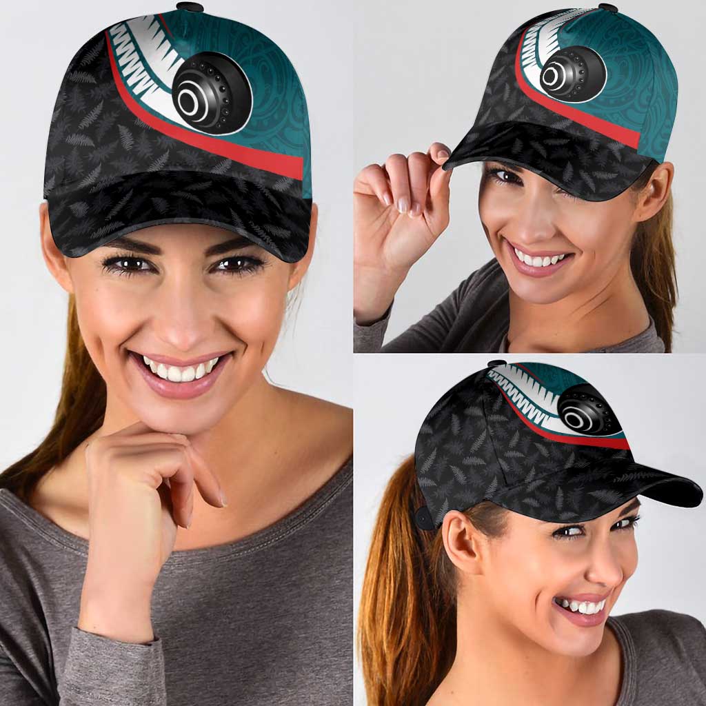 Aotearoa Lawn Bowls Classic Cap Maori and Silver Fern Sporty Style Teal Color - Polynesian Pride