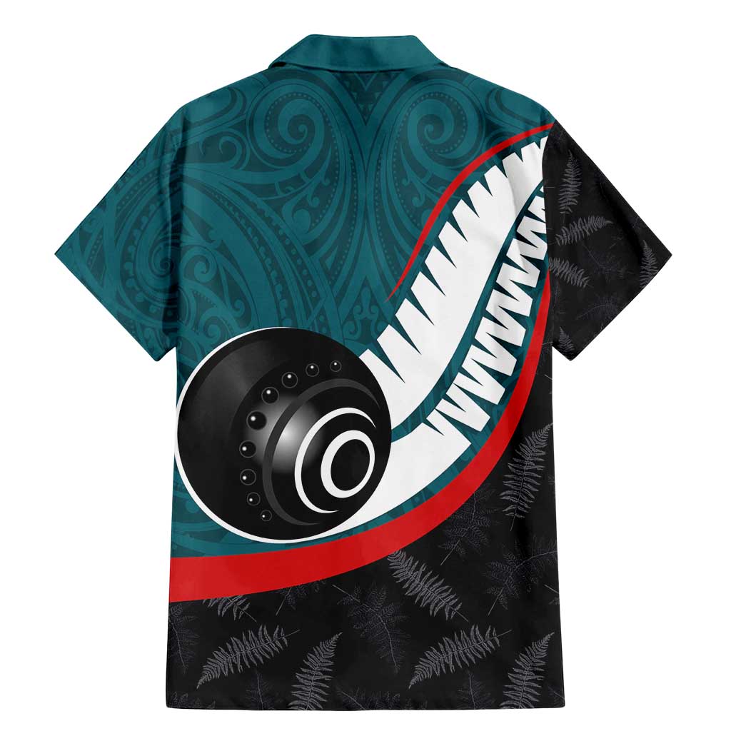 Personalised Aotearoa Lawn Bowls Family Matching Mermaid Dress and Hawaiian Shirt Maori and Silver Fern Sporty Style Teal Color - Polynesian Pride