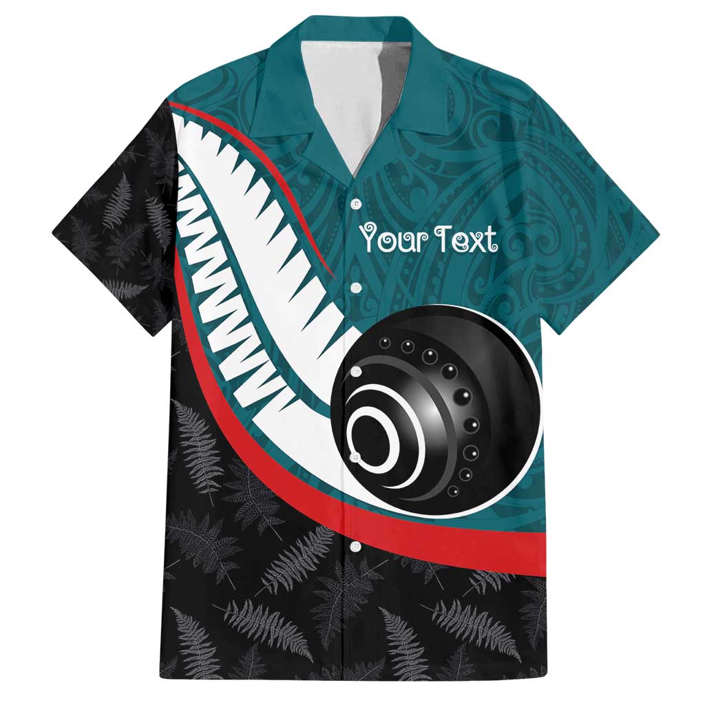 Personalised Aotearoa Lawn Bowls Family Matching Puletasi and Hawaiian Shirt Maori and Silver Fern Sporty Style Teal Color - Polynesian Pride