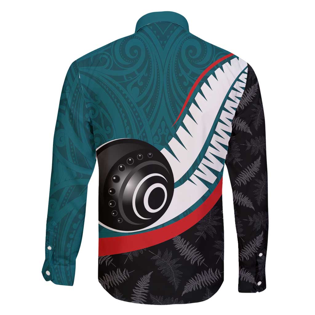 Personalised Aotearoa Lawn Bowls Family Matching Puletasi and Hawaiian Shirt Maori and Silver Fern Sporty Style Teal Color - Polynesian Pride