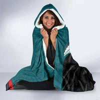 Personalised Aotearoa Lawn Bowls Hooded Blanket Maori and Silver Fern Sporty Style Teal Color - Polynesian Pride