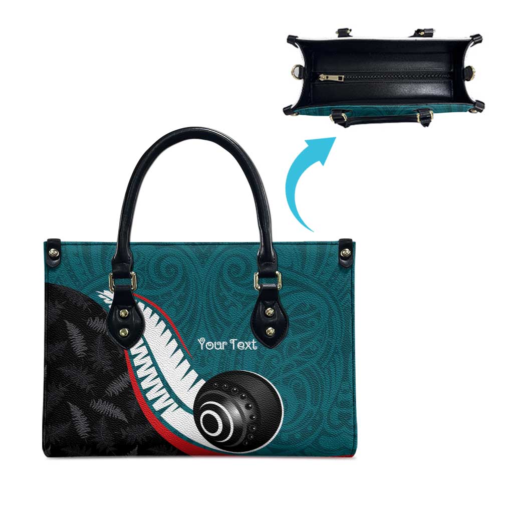 Personalised Aotearoa Lawn Bowls Leather Bag Maori and Silver Fern Sporty Style Teal Color - Polynesian Pride