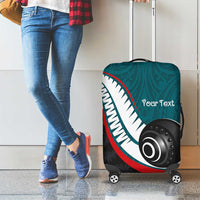Personalised Aotearoa Lawn Bowls Luggage Cover Maori and Silver Fern Sporty Style Teal Color - Polynesian Pride