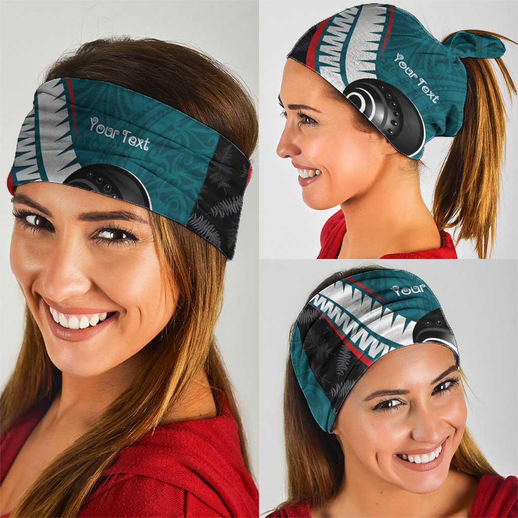 Personalised Aotearoa Lawn Bowls Neck Gaiter Maori and Silver Fern Sporty Style Teal Color - Polynesian Pride