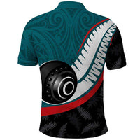 Personalised Aotearoa Lawn Bowls Polo Shirt Maori and Silver Fern Sporty Style Teal Color - Polynesian Pride