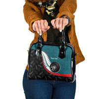 Personalised Aotearoa Lawn Bowls Shoulder Handbag Maori and Silver Fern Sporty Style Teal Color - Polynesian Pride