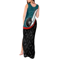 Personalised Aotearoa Lawn Bowls Tank Maxi Dress Maori and Silver Fern Sporty Style Teal Color - Polynesian Pride