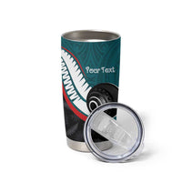 Personalised Aotearoa Lawn Bowls Tumbler Cup Maori and Silver Fern Sporty Style Teal Color - Polynesian Pride