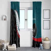 Personalised Aotearoa Lawn Bowls Window Curtain Maori and Silver Fern Sporty Style Teal Color - Polynesian Pride