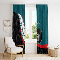 Personalised Aotearoa Lawn Bowls Window Curtain Maori and Silver Fern Sporty Style Teal Color - Polynesian Pride