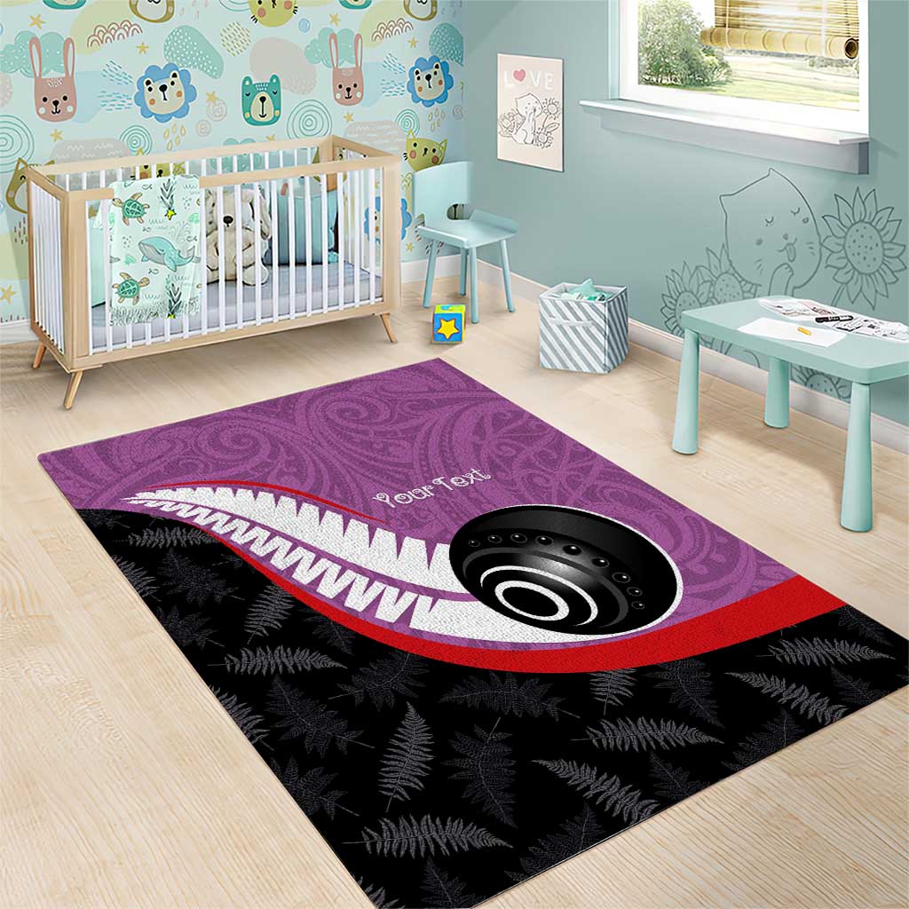 Personalised Aotearoa Lawn Bowls Area Rug Maori and Silver Fern Sporty Style Pink Color - Polynesian Pride