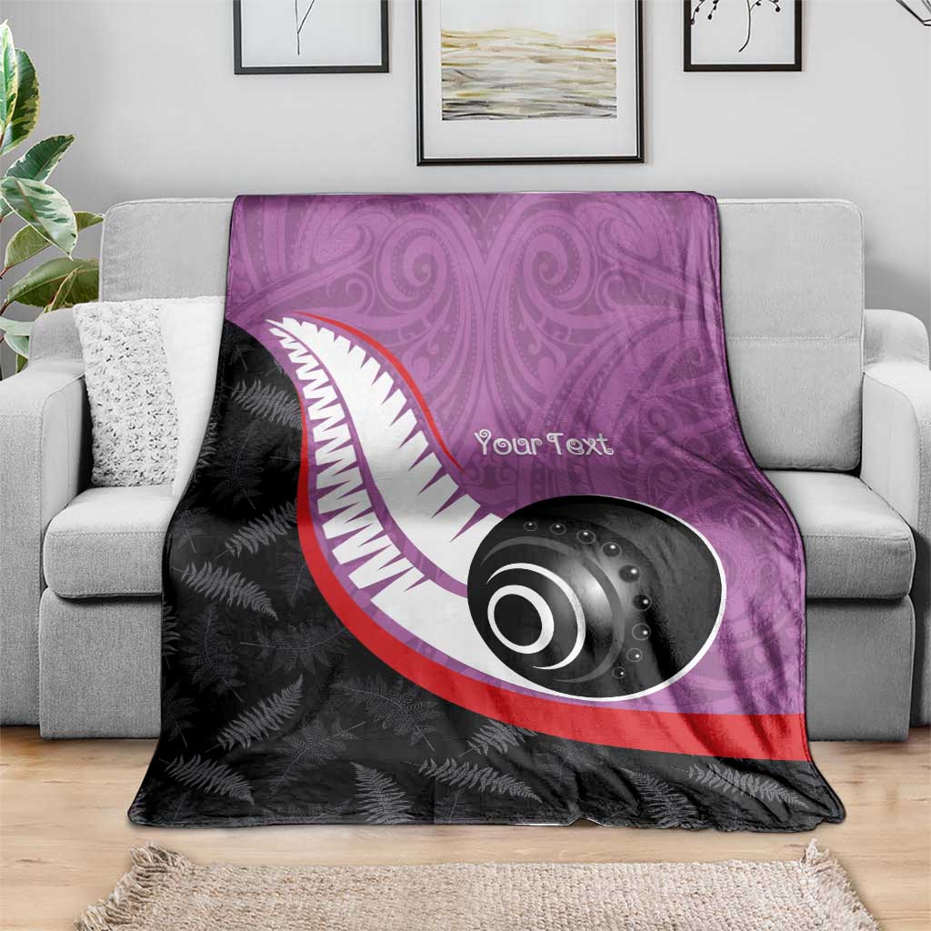 Personalised Aotearoa Lawn Bowls Blanket Maori and Silver Fern Sporty Style Pink Color - Polynesian Pride