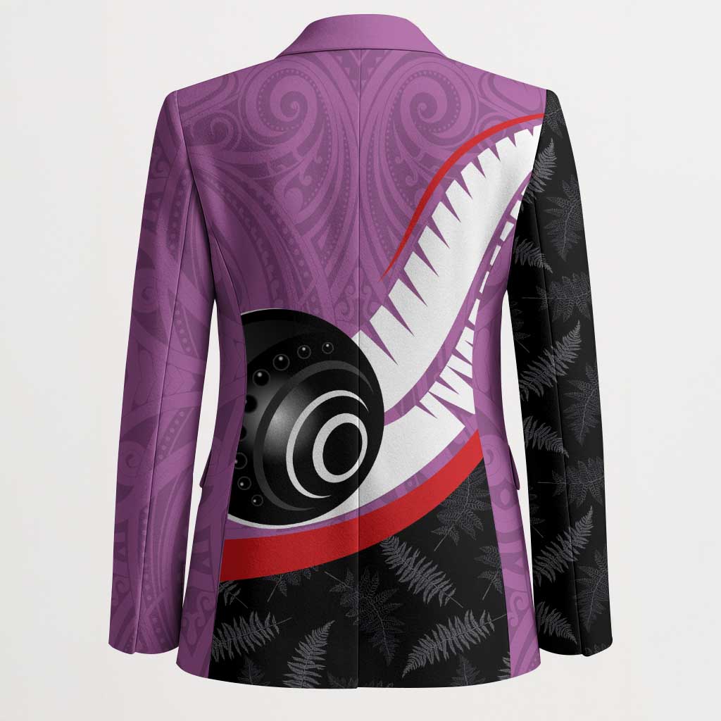 Personalised Aotearoa Lawn Bowls Blazer Maori and Silver Fern Sporty Style Pink Color - Polynesian Pride