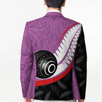 Personalised Aotearoa Lawn Bowls Blazer Maori and Silver Fern Sporty Style Pink Color - Polynesian Pride