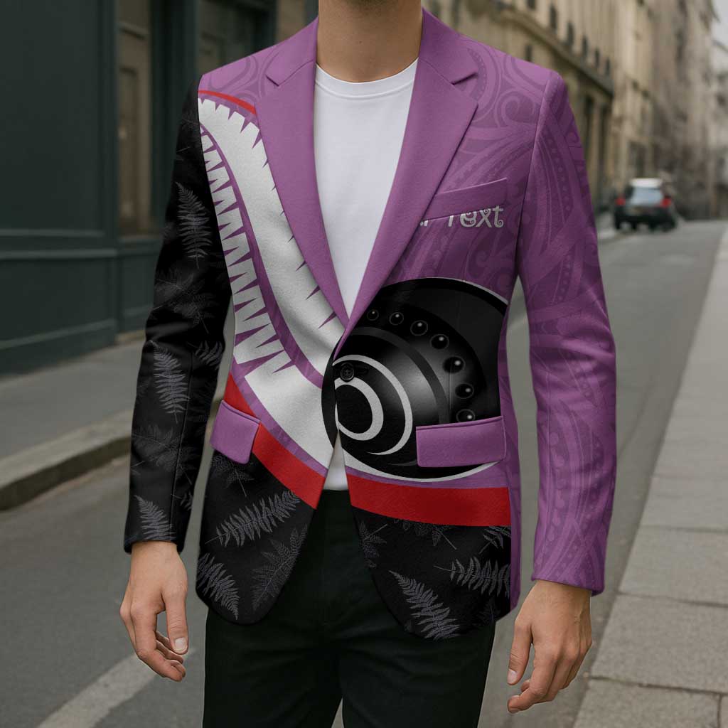 Personalised Aotearoa Lawn Bowls Blazer Maori and Silver Fern Sporty Style Pink Color - Polynesian Pride