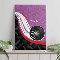 Personalised Aotearoa Lawn Bowls Canvas Wall Art Maori and Silver Fern Sporty Style Pink Color - Polynesian Pride