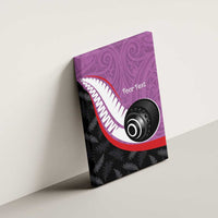 Personalised Aotearoa Lawn Bowls Canvas Wall Art Maori and Silver Fern Sporty Style Pink Color - Polynesian Pride