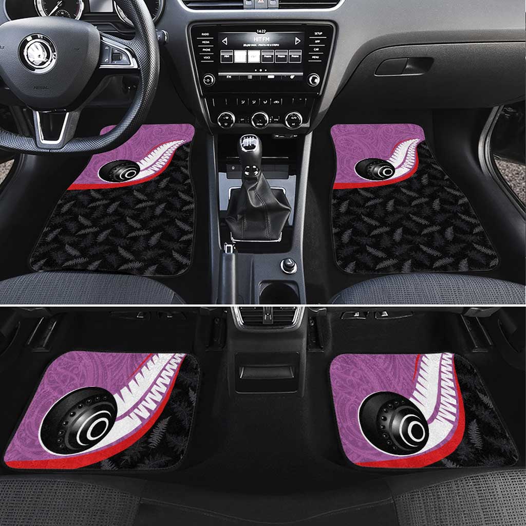 Aotearoa Lawn Bowls Car Mats Maori and Silver Fern Sporty Style Pink Color - Polynesian Pride