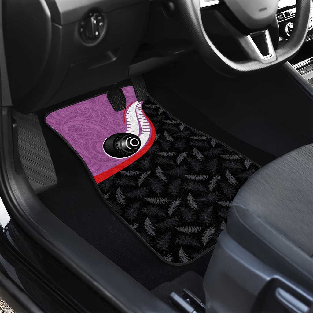 Aotearoa Lawn Bowls Car Mats Maori and Silver Fern Sporty Style Pink Color - Polynesian Pride