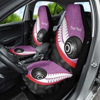 Personalised Aotearoa Lawn Bowls Car Seat Cover Maori and Silver Fern Sporty Style Pink Color - Polynesian Pride