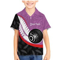 Personalised Aotearoa Lawn Bowls Family Matching Mermaid Dress and Hawaiian Shirt Maori and Silver Fern Sporty Style Pink Color - Polynesian Pride