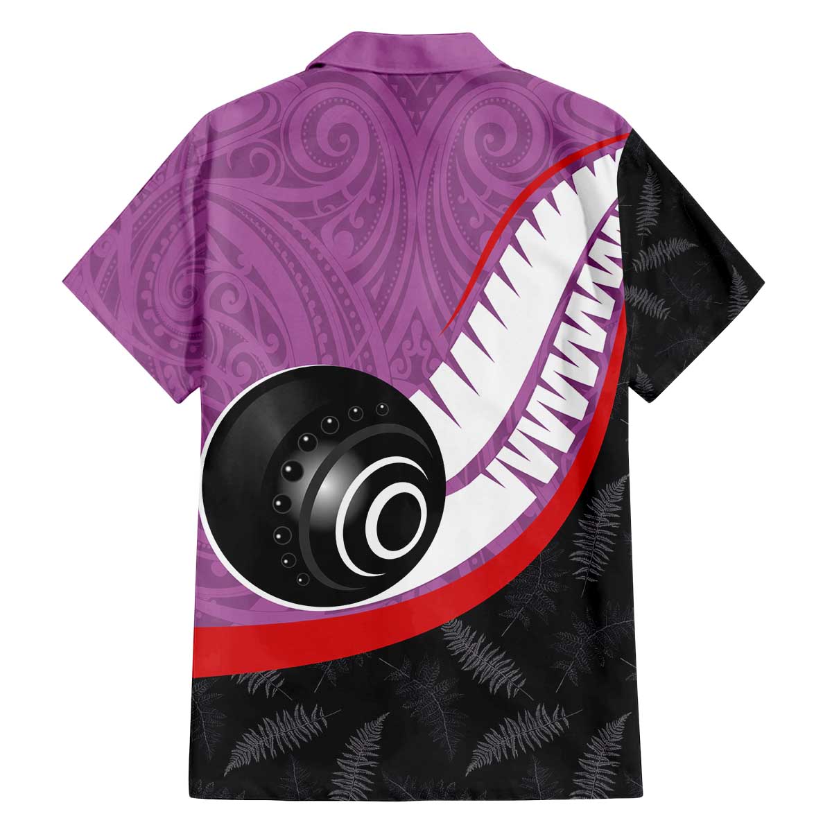 Personalised Aotearoa Lawn Bowls Family Matching Off The Shoulder Long Sleeve Dress and Hawaiian Shirt Maori and Silver Fern Sporty Style Pink Color - Polynesian Pride