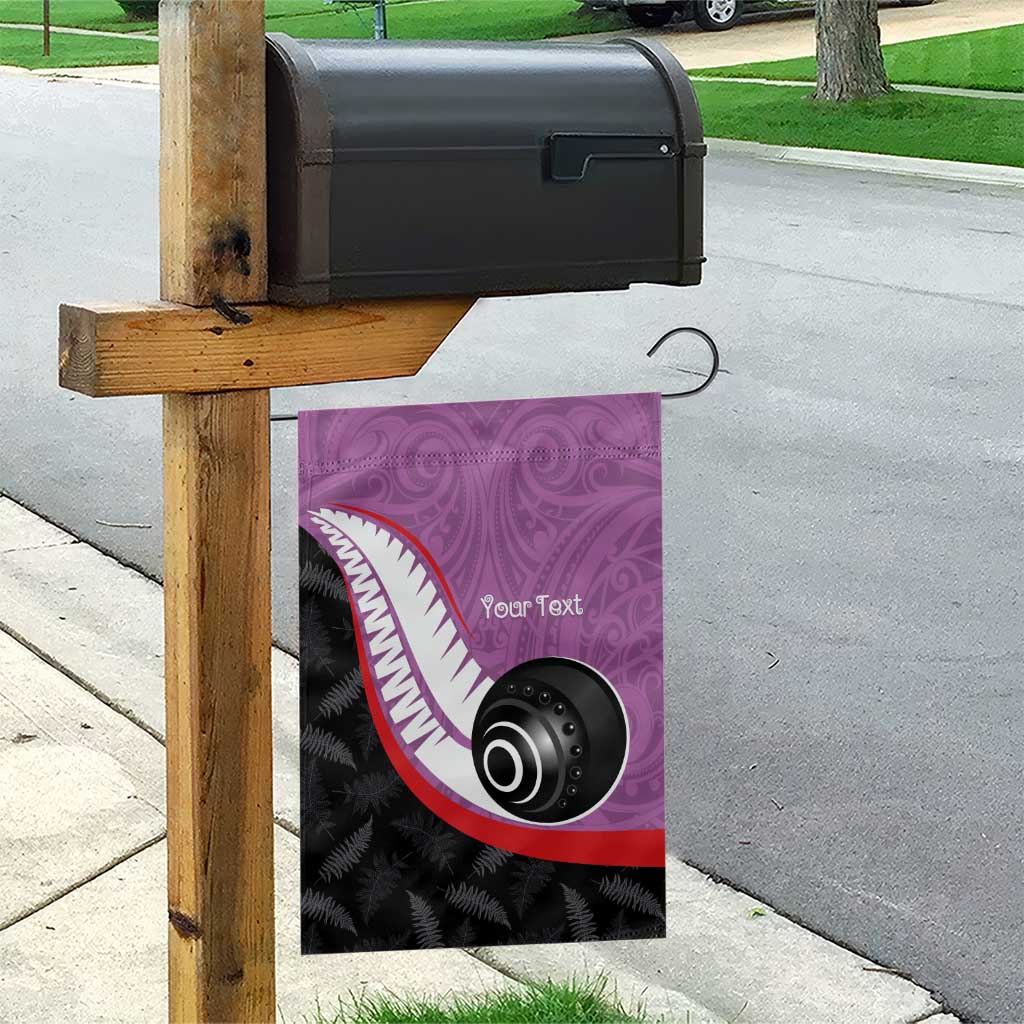 Personalised Aotearoa Lawn Bowls Garden Flag Maori and Silver Fern Sporty Style Pink Color - Polynesian Pride