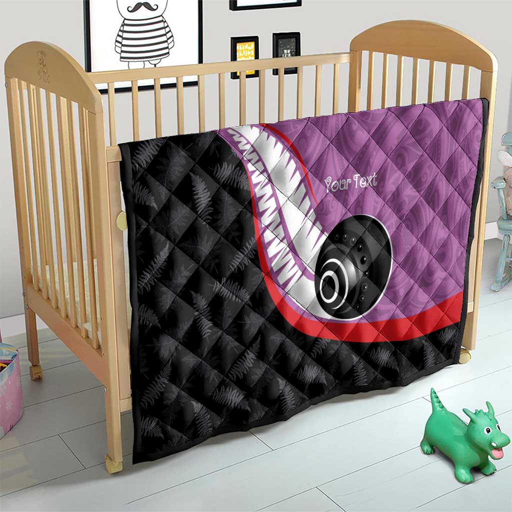 Personalised Aotearoa Lawn Bowls Quilt Maori and Silver Fern Sporty Style Pink Color - Polynesian Pride