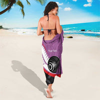 Personalised Aotearoa Lawn Bowls Sarong Maori and Silver Fern Sporty Style Pink Color - Polynesian Pride