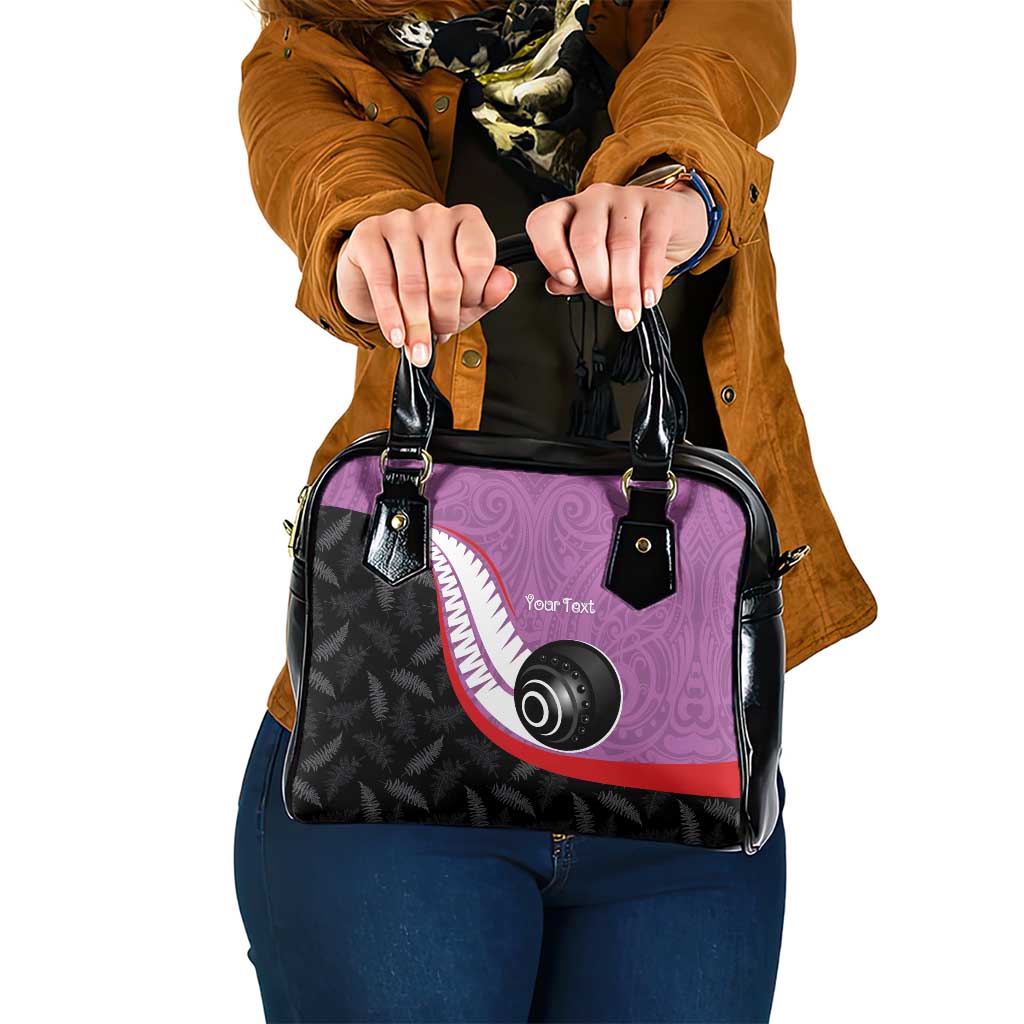 Personalised Aotearoa Lawn Bowls Shoulder Handbag Maori and Silver Fern Sporty Style Pink Color - Polynesian Pride