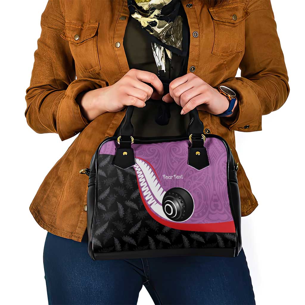 Personalised Aotearoa Lawn Bowls Shoulder Handbag Maori and Silver Fern Sporty Style Pink Color - Polynesian Pride