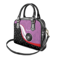 Personalised Aotearoa Lawn Bowls Shoulder Handbag Maori and Silver Fern Sporty Style Pink Color - Polynesian Pride
