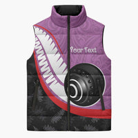 Personalised Aotearoa Lawn Bowls Sleeveless Puffer Jacket Maori and Silver Fern Sporty Style Pink Color - Polynesian Pride