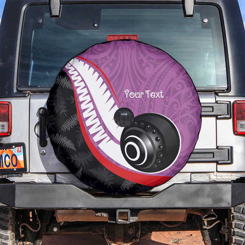 Personalised Aotearoa Lawn Bowls Spare Tire Cover Maori and Silver Fern Sporty Style Pink Color - Polynesian Pride