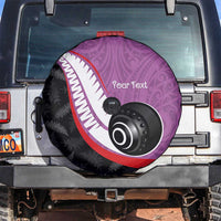 Personalised Aotearoa Lawn Bowls Spare Tire Cover Maori and Silver Fern Sporty Style Pink Color - Polynesian Pride