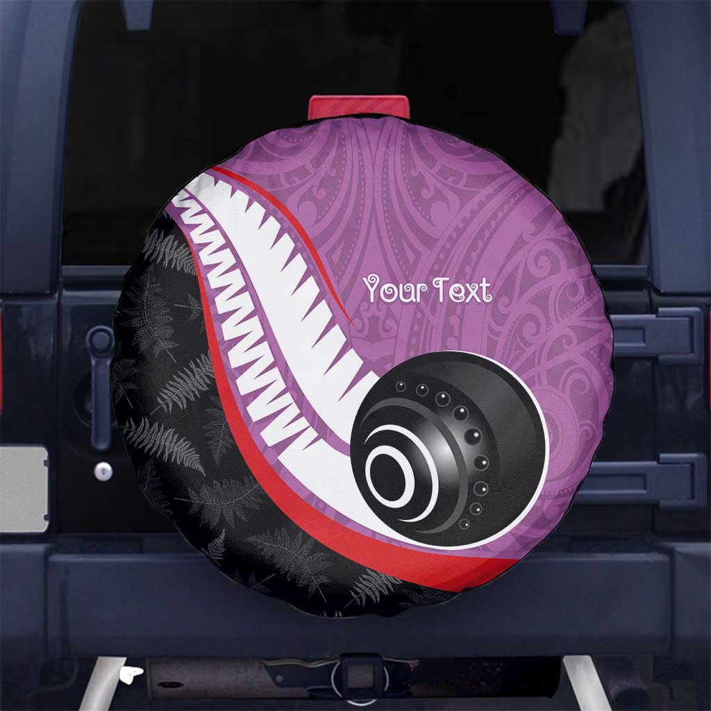Personalised Aotearoa Lawn Bowls Spare Tire Cover Maori and Silver Fern Sporty Style Pink Color - Polynesian Pride