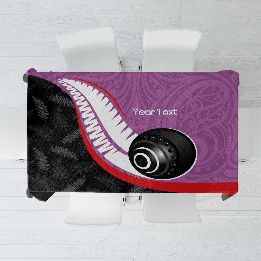 Personalised Aotearoa Lawn Bowls Tablecloth Maori and Silver Fern Sporty Style Pink Color - Polynesian Pride