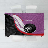 Personalised Aotearoa Lawn Bowls Tablecloth Maori and Silver Fern Sporty Style Pink Color - Polynesian Pride