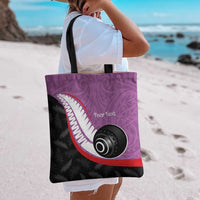Personalised Aotearoa Lawn Bowls Tote Bag Maori and Silver Fern Sporty Style Pink Color - Polynesian Pride