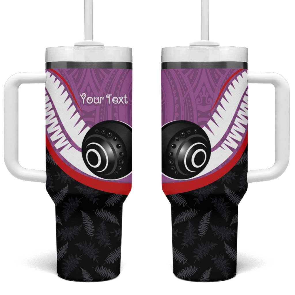 Personalised Aotearoa Lawn Bowls Tumbler With Handle Maori and Silver Fern Sporty Style Pink Color - Polynesian Pride
